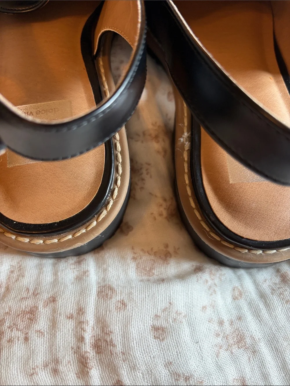Dolce Vita Black Leather Slingback Lug Sole Sandals